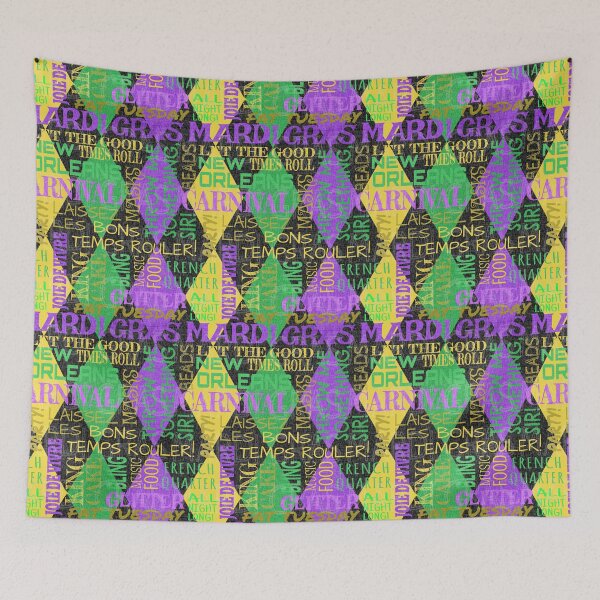 Item preview, Mardi Gras Harlequin Argyle with Subway Style Phrases designed and sold by ArgyleImp.