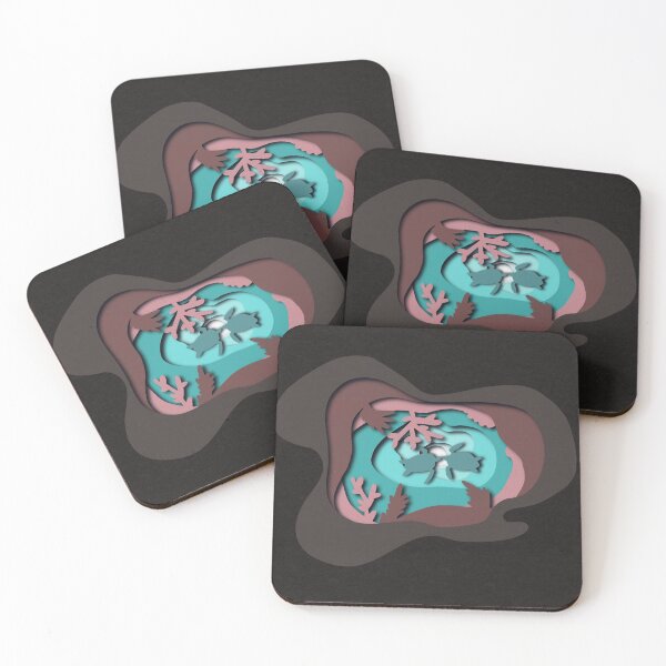 Item preview, Sea Turtles from Below (teal and pink) - Layered Paper Art designed and sold by rooandjoo.