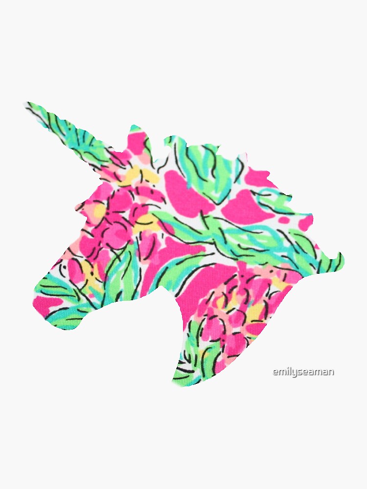 "Unicorn pineapple print" Sticker by emilyseaman Redbubble