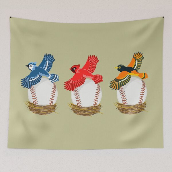 Item preview, Play Ball! Blue Jay Cardinal Oriole, Baseball Eggs in Nests designed and sold by Lisa Rotenberg.