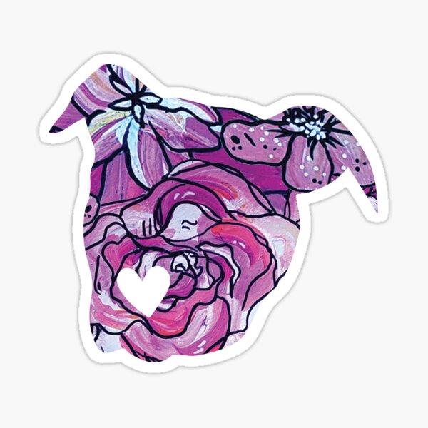 pit bull heart nose flowers Sticker