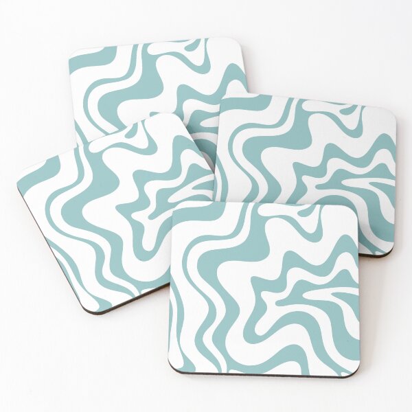 Item preview, Liquid Swirl Contemporary Abstract Pattern in White and Light Teal Blue designed and sold by kierkegaard.