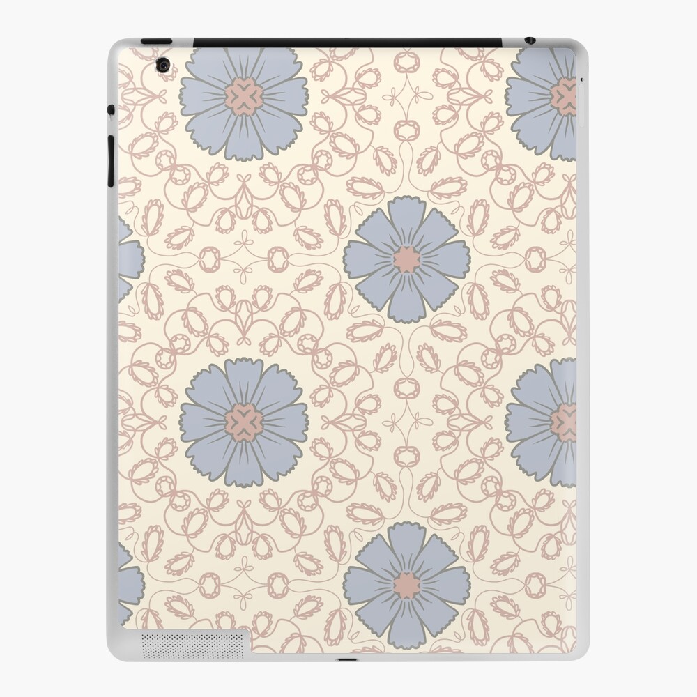 Floral Arabesque in Neutral Blue Gray Beige Wrapping Paper