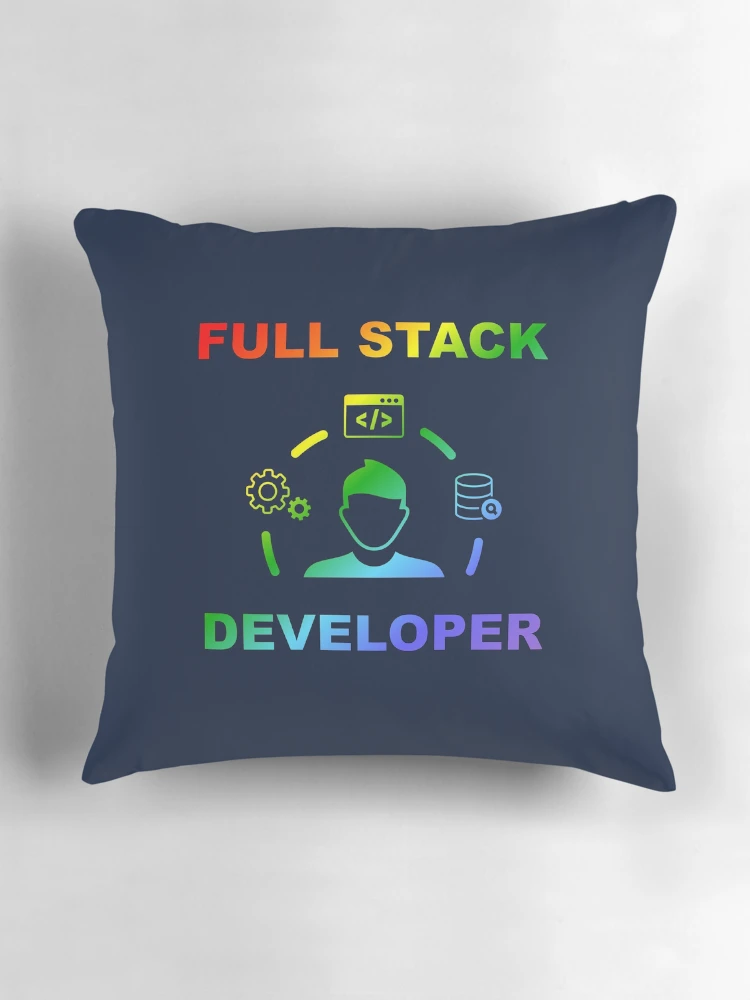 Thumbnail 3 of 4, Pillow, Shiny Full Stack Developer, Rainbow Colors, Software Engineer, Computer Science, Web, WWW, Programming Humor, HTML designed and sold by Max-Wear.