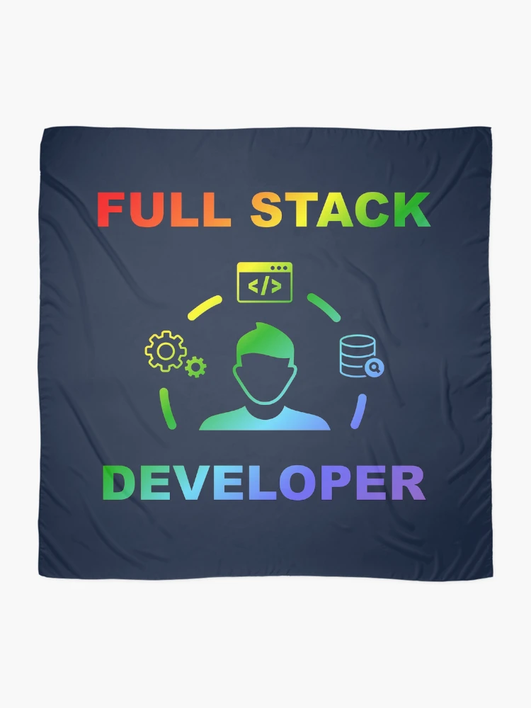Thumbnail 2 of 3, Scarf, Shiny Full Stack Developer, Rainbow Colors, Software Engineer, Computer Science, Web, WWW, Programming Humor, HTML designed and sold by Max-Wear.