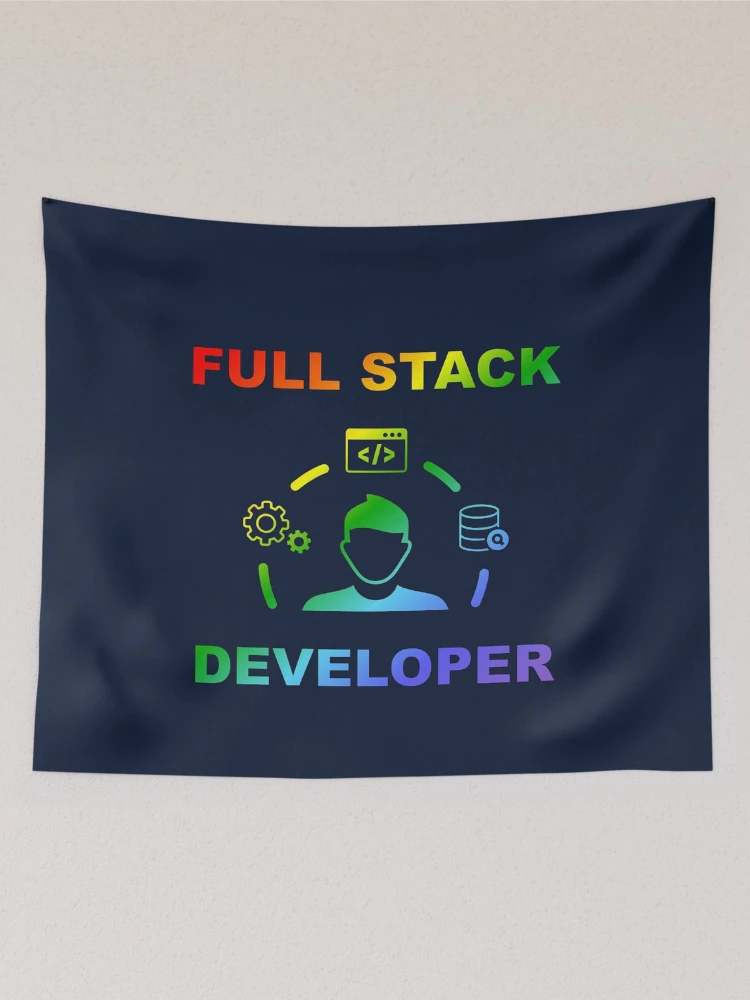 Thumbnail 2 of 3, Tapestry, Shiny Full Stack Developer, Rainbow Colors, Software Engineer, Computer Science, Web, WWW, Programming Humor, HTML designed and sold by Max-Wear.