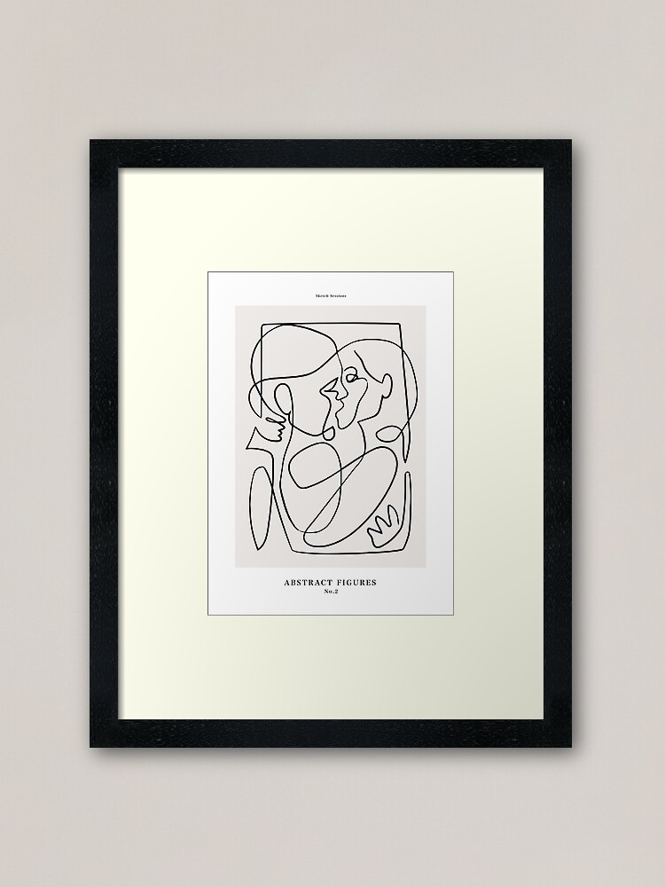 Alternate view of Abstract Line Art figures 2 Framed Art Print