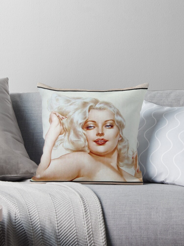 Voluptuous Platinum Blonde by Alberto Vargas Pin-Up Girl Vintage Art Decorative Art Print Throw Pillow