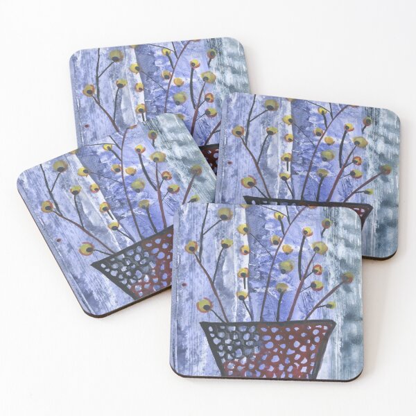 Item preview, decorative flowers in a blue cup  designed and sold by sonaadalian.