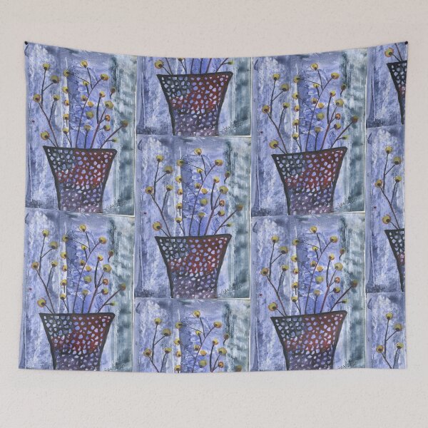 Item preview, decorative flowers in a blue cup  designed and sold by sonaadalian.
