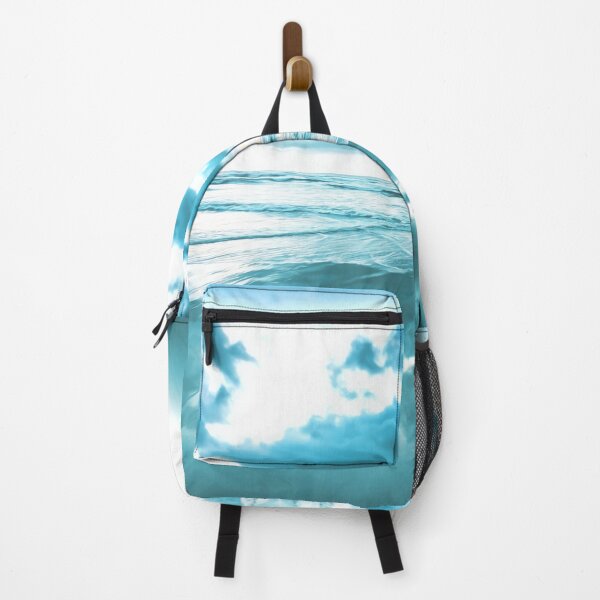 Item preview, Light blue and cloudy sky, over beach and water, blues, whites and greys. Reflection of clouds in the water. Photograph with smooth effect, soothing and calming.  designed and sold by Orianah.