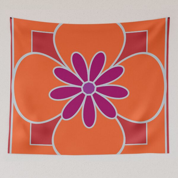 Item preview, Beautiful floral tile design, purple, orange, rusty orange designed and sold by Susan Marie Williams.