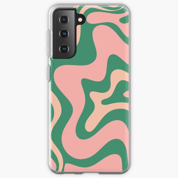 Liquid Swirl Contemporary Abstract Pattern in Blush Pink and Green Samsung Galaxy Soft Case
