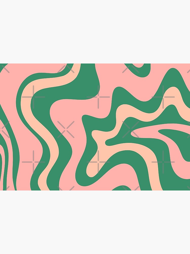 Discover Liquid Swirl Contemporary Abstract Pattern in Blush Pink and Green Bath Mat