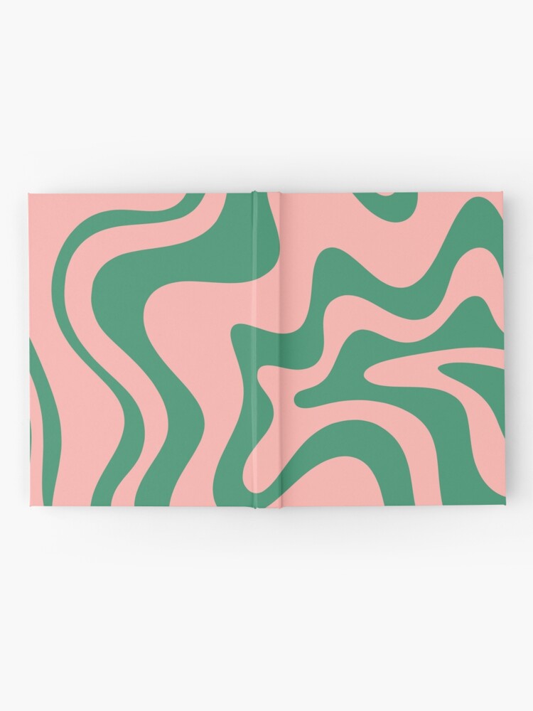Alternate view of Liquid Swirl Contemporary Abstract Pattern in Pink and Green Hardcover Journal