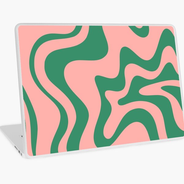 Liquid Swirl Contemporary Abstract Pattern in Pink and Green Laptop Skin