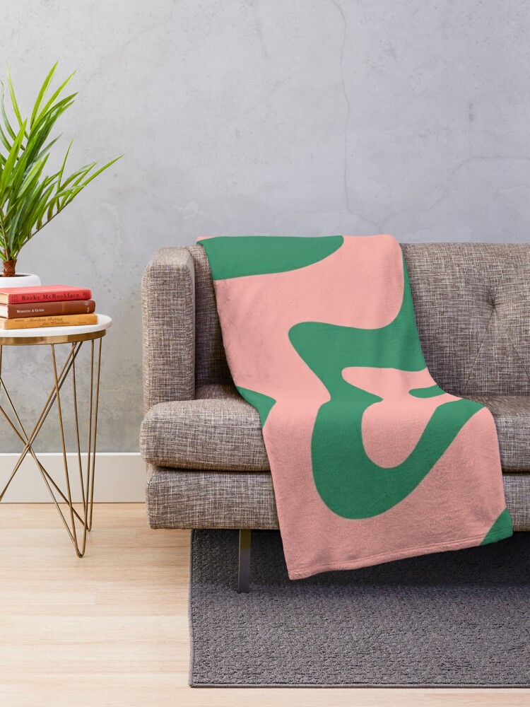 Liquid Swirl Contemporary Abstract Pattern in Pink and Green Throw Blanket  for Sale by kierkegaard