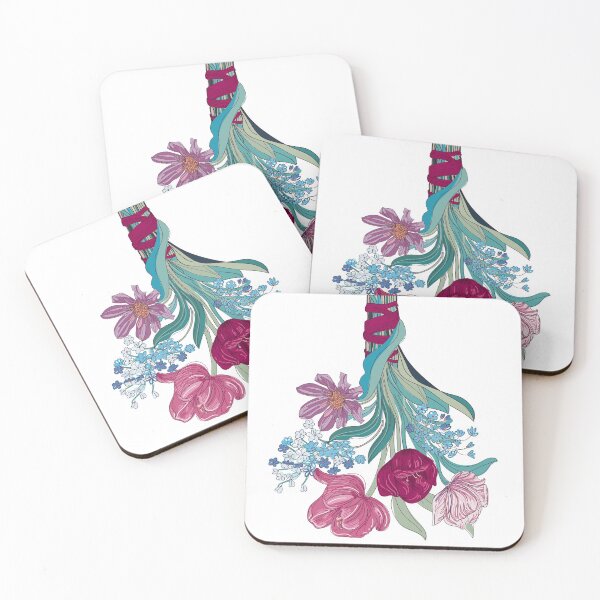 Item preview, Spring flowers bouquet in cobalt and carmine, muted tones designed and sold by IngaDesign.