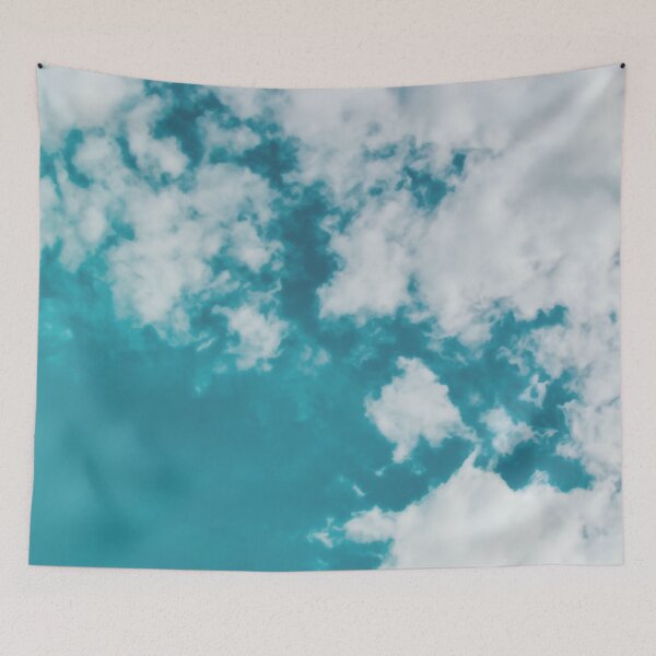 Item preview, Blue and White Photograph of Clouds and Blue Sky beyond the clouds. The Blue has a teal tinge to it and the clouds have a smooth effect to enhance the relaxing feel of this image. designed and sold by Orianah.