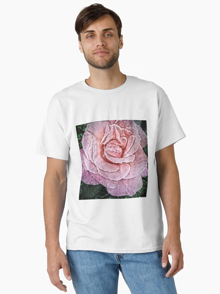 Thumbnail 1 of 7, Classic T-Shirt, Pink Flower - Cracked Pink Rose Photography - Gift for Grandma designed and sold by OneDayArt.