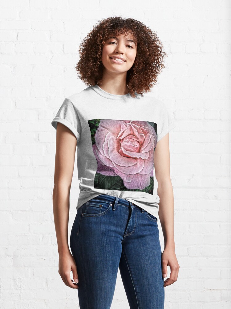 Alternate view of Pink Flower - Cracked Pink Rose Photography - Gift for Grandma Classic T-Shirt
