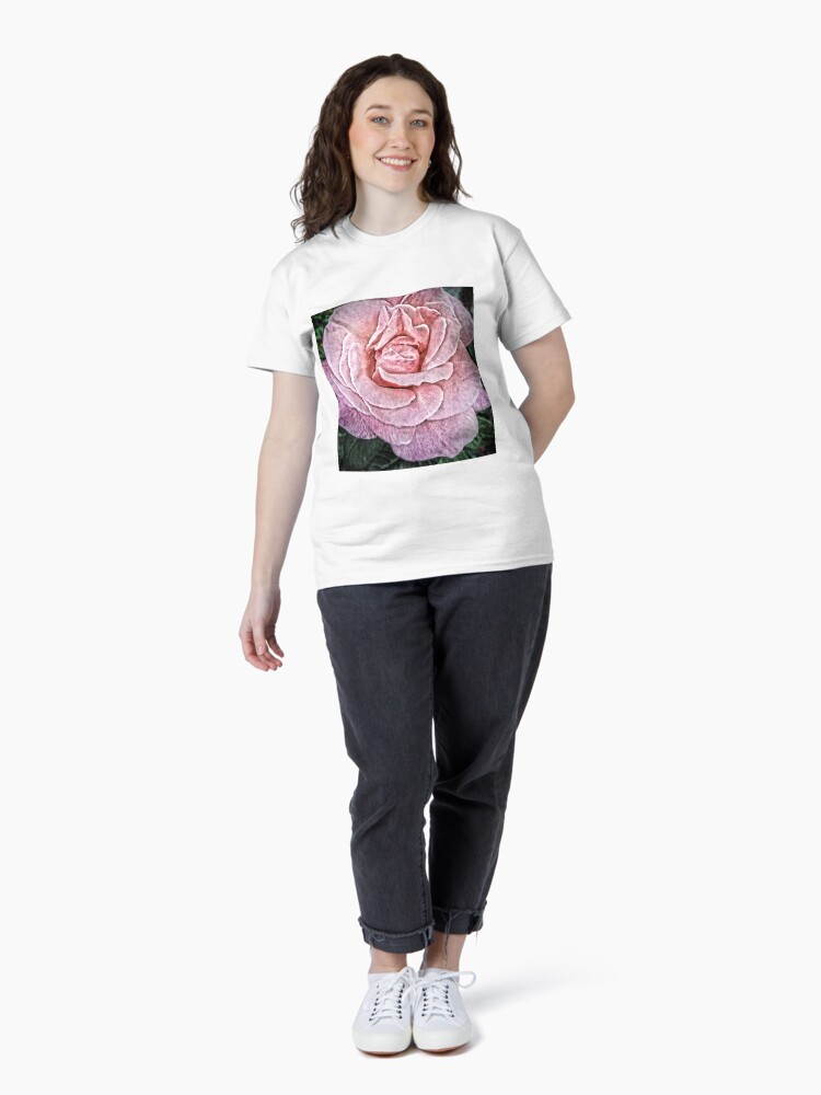 Thumbnail 4 of 7, Classic T-Shirt, Pink Flower - Cracked Pink Rose Photography - Gift for Grandma designed and sold by OneDayArt.