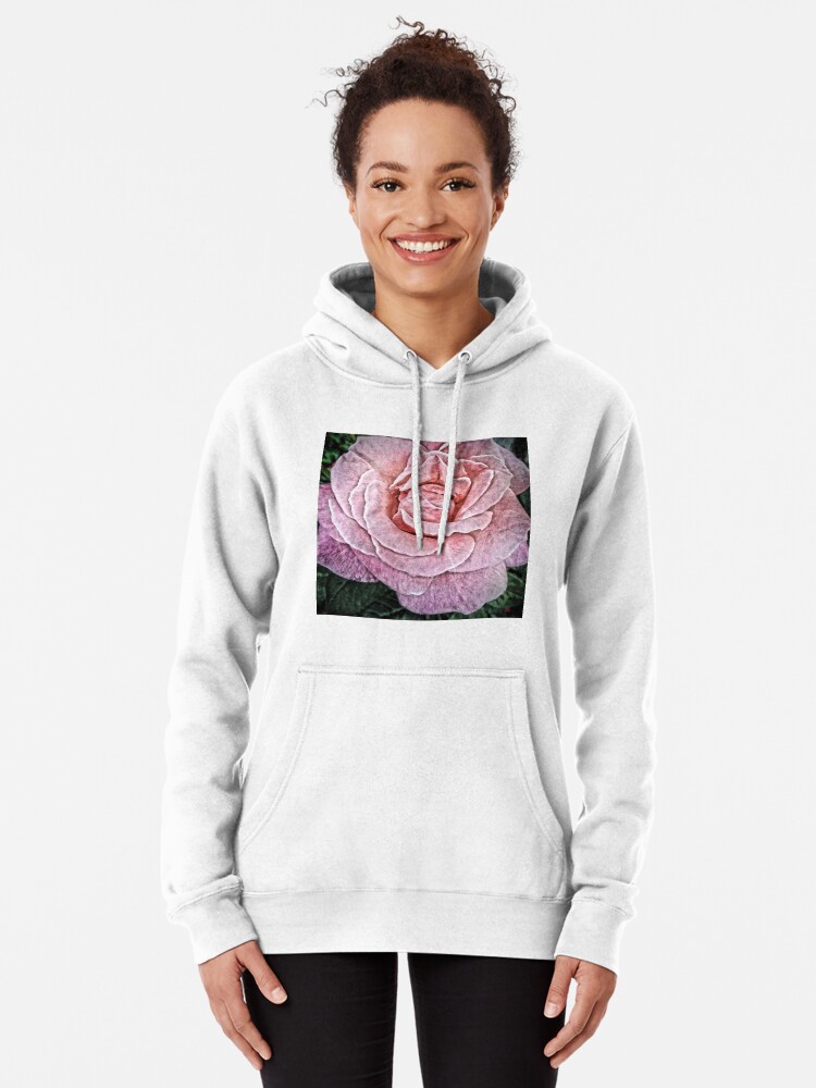 Alternate view of Pink Flower - Cracked Pink Rose Photography - Gift for Grandma Pullover Hoodie