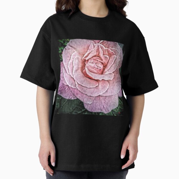 Pink Flower - Cracked Pink Rose Photography - Gift for Grandma Oversized T-Shirt