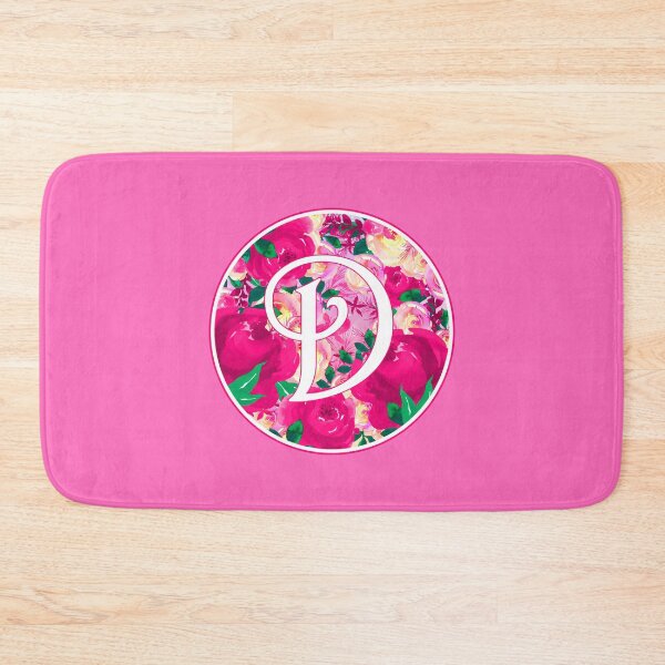 Item preview, The Letter 'D' Pink Flower Watercolor Circle Monogram designed and sold by Bumblefuzzies.