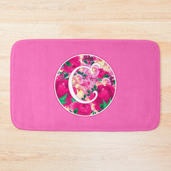 Item preview, The Letter 'C' Pink Flower Watercolor Circle Monogram designed and sold by Bumblefuzzies.