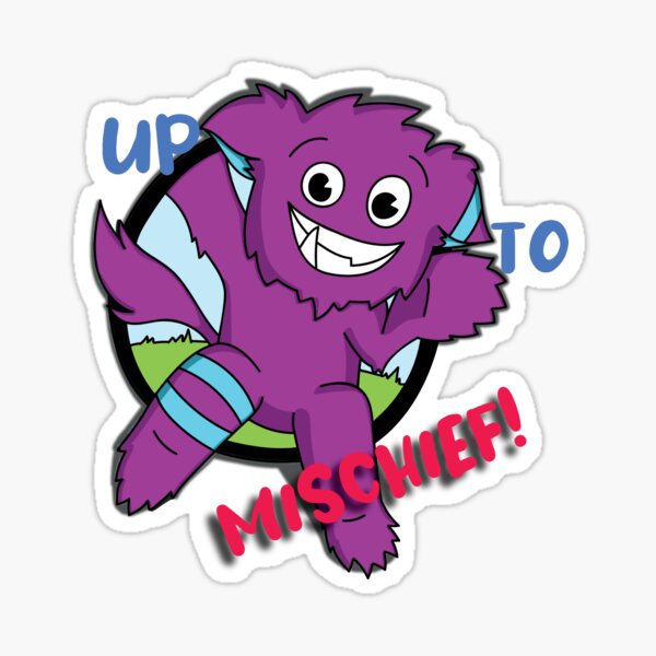 Up to Mischief Blue Text Sticker