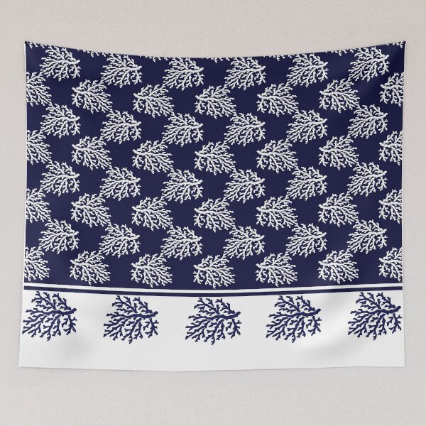 Item preview, Navy Blue and White Corals Pattern designed and sold by IoanaHraball.