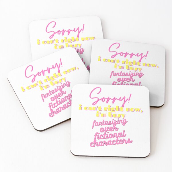 Item preview, Sorry! i can't right now, i'm busy fantasizing over fictional characters Funny Pink & Yellow Retro Relatable Quote designed and sold by NarwhalsINVADE.