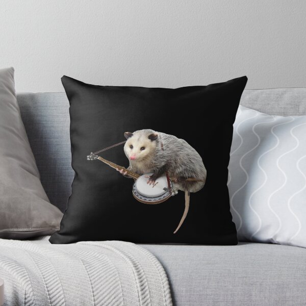 Opossum Playing Banjo Throw Pillow