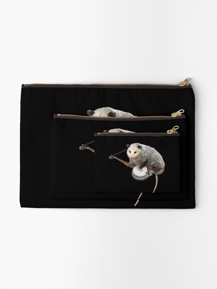 Alternate view of Opossum Playing Banjo Zipper Pouch