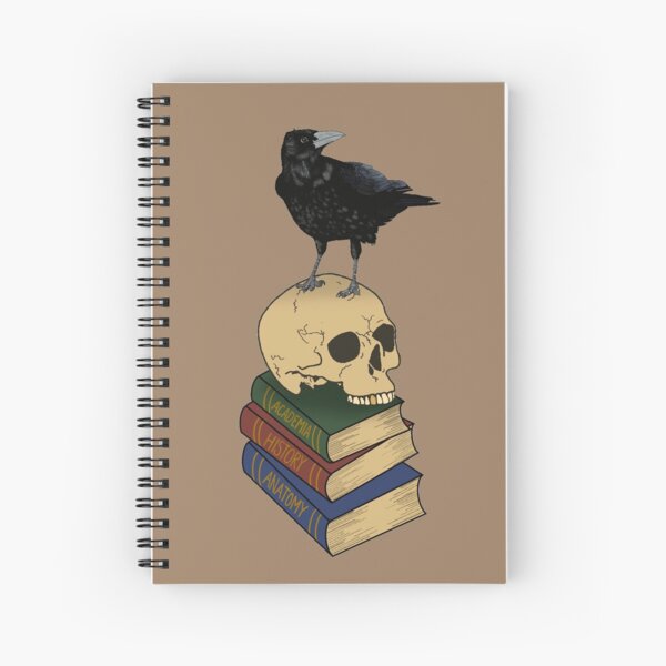 Cuaderno de espiral «Dark Academia Crow en el cráneo en la pila de libros»  de easears | Redbubble