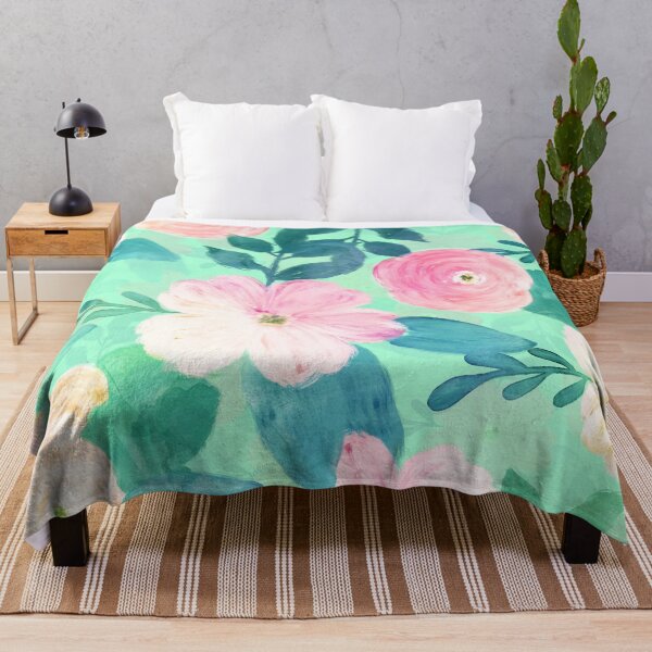 Item preview, Diseño de menta de pintura de mano floral verde azulado rosa designed and sold by InovArtS.