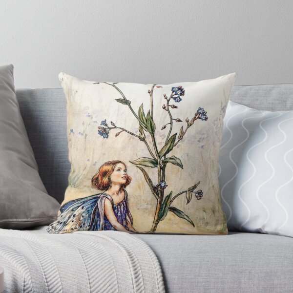 “The Forget-Me-Not Fairy” by Cicely Mary Barker 1920 Throw Pillow