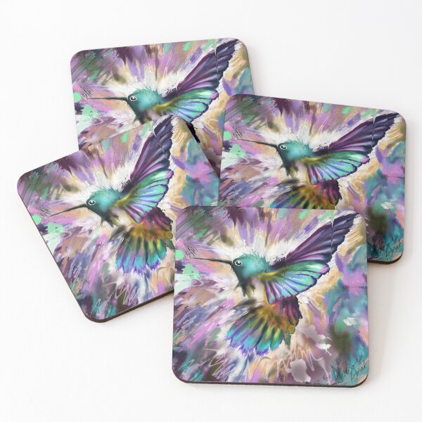 Item preview, Colorful Rainbow watercolor Hummingbird cute vintage bird summer spring painting  designed and sold by Stephani Analah.