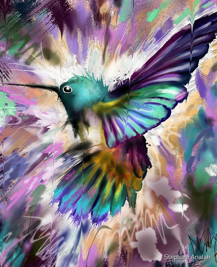 Blue and Purple Hummingbird Watercolor Canvas Print for Sale by  Alishathunem