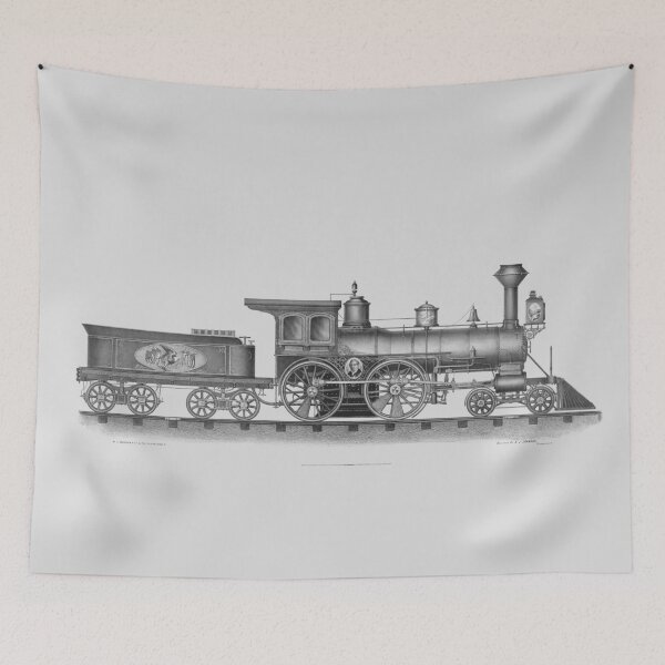 Item preview, Vintage Steam Powered Locomotive Lithograph - Circa 1874 designed and sold by warishellstore.