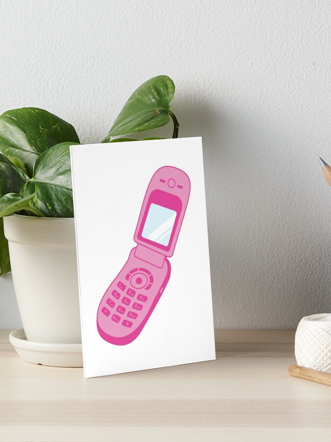 Y2k pink flip phone design Art Board Print for Sale by hanameda
