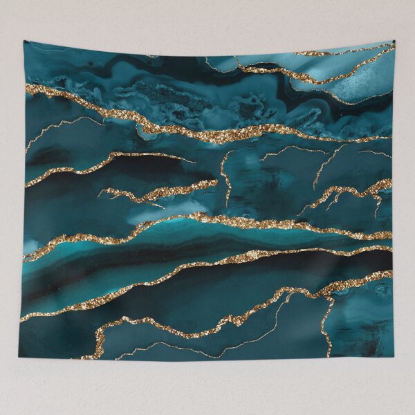 Artikelvorschau, Indigo & Gold Achat Druck entworfen und verkauft von DirtyAngelFace Shop.