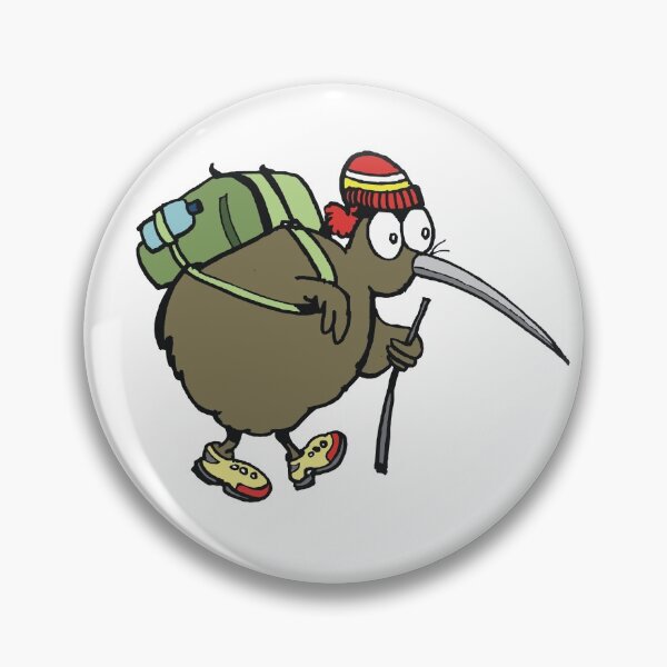 Item preview, Cartoon of cute kiwi bird hiker carrying back pack designed and sold by Al Benge.