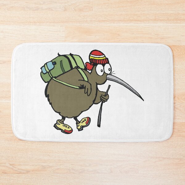Item preview, Cartoon of cute kiwi bird hiker carrying back pack designed and sold by Al Benge.