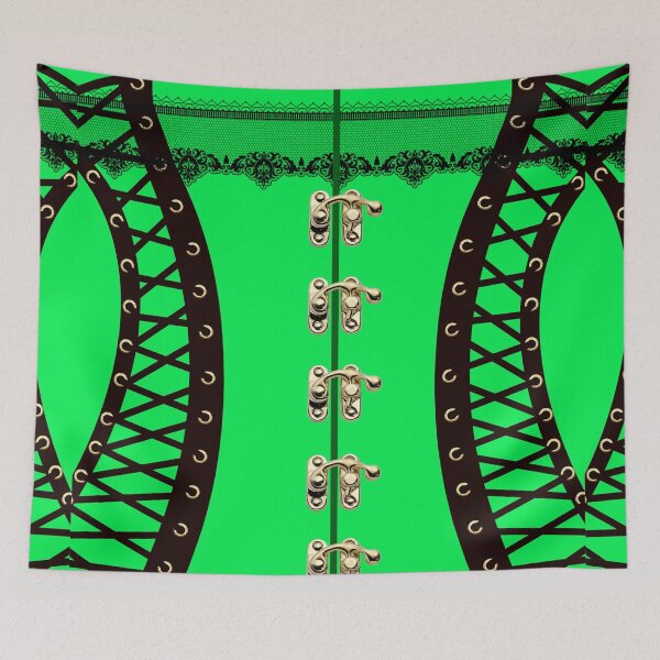 Item preview, Fluro Green & Black Victorian waspie designed and sold by Kestrelle.
