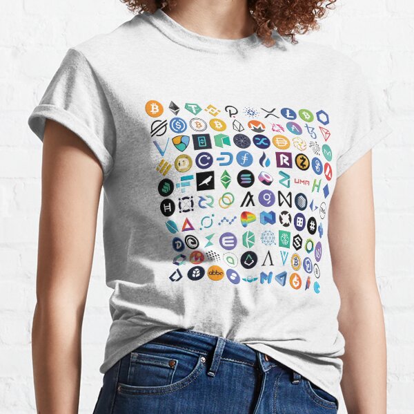 Crypto Logos 3D sur noir T-shirt classique