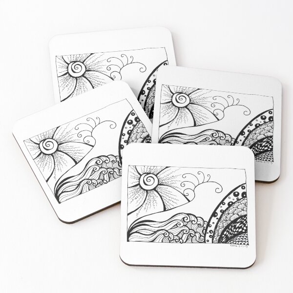 Item preview, Ink drawing - Tangle Sun and Waves designed and sold by TimeLady's Closet.