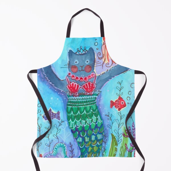 Item preview, Merkitty Mermaid Kitty Watercolor and Ink designed and sold by marciejurkowski.
