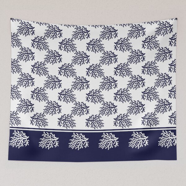 Item preview, White and Navy Blue Corals Pattern designed and sold by IoanaHraball.